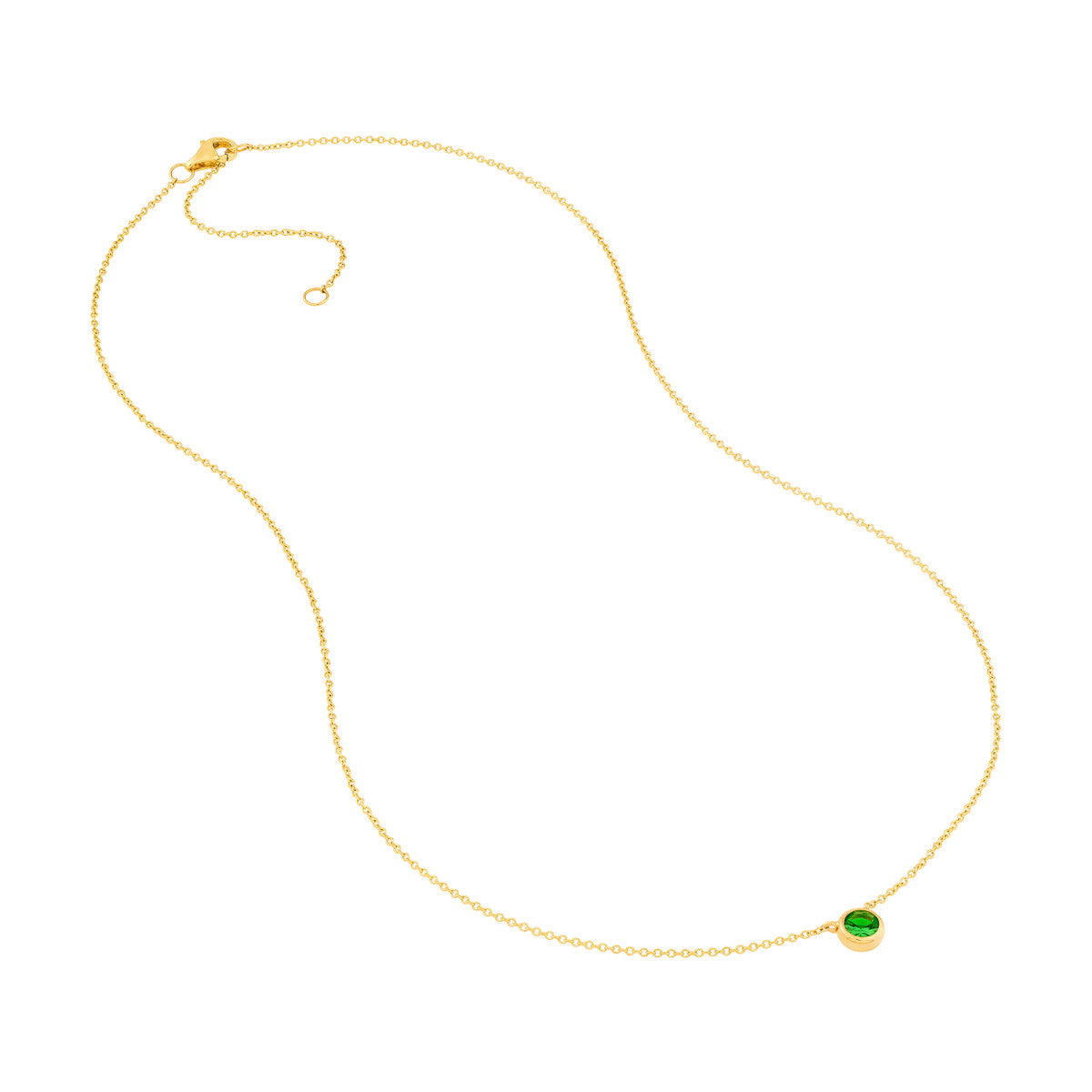 14K Yellow Gold 4.00mm Tsavorite Stone Bezel Necklace