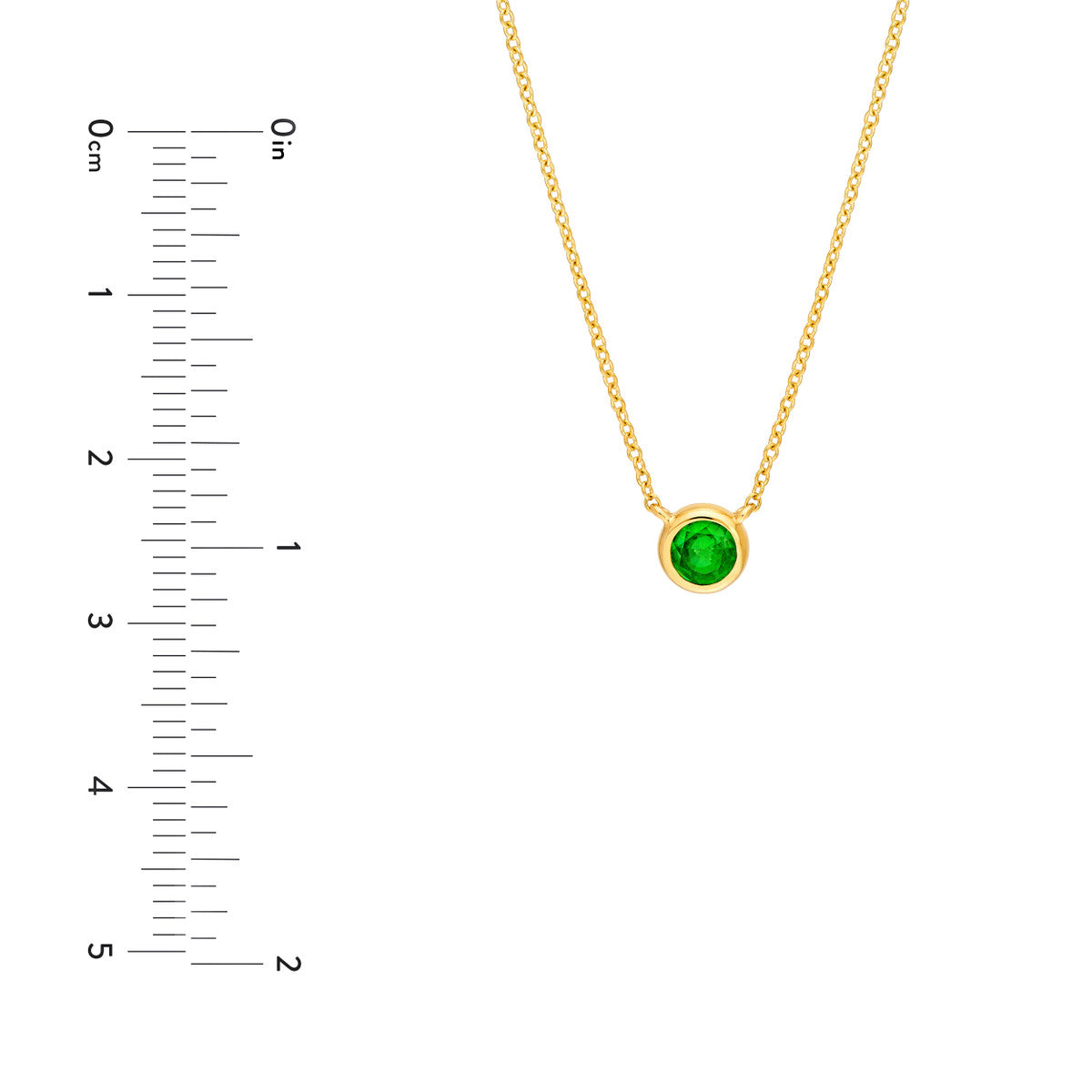 14K Yellow Gold 4.00mm Tsavorite Stone Bezel Necklace