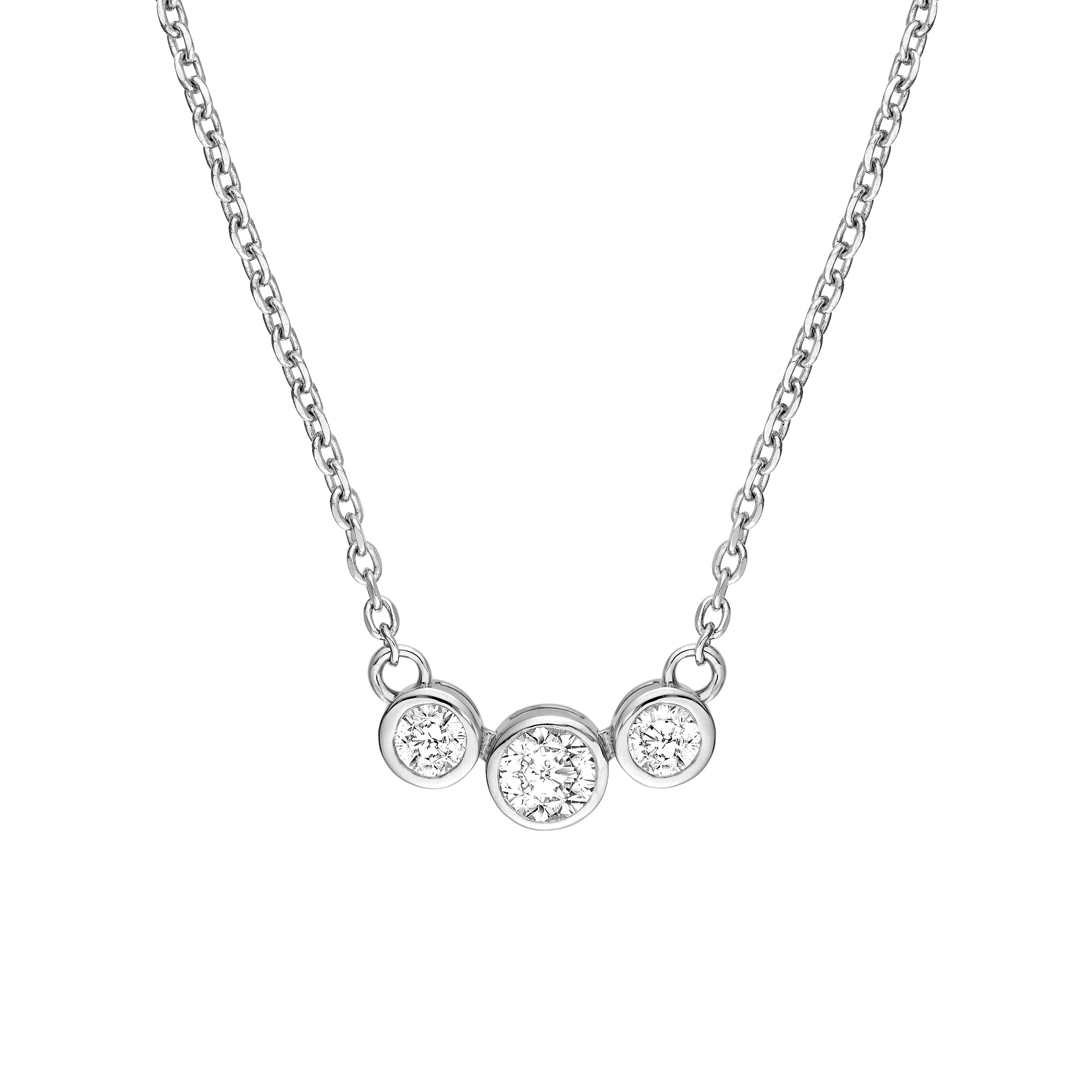 14K Gold Bezel Set 3 Stone Graduated Necklace Birmingham Jewelry Necklace Birmingham Jewelry 