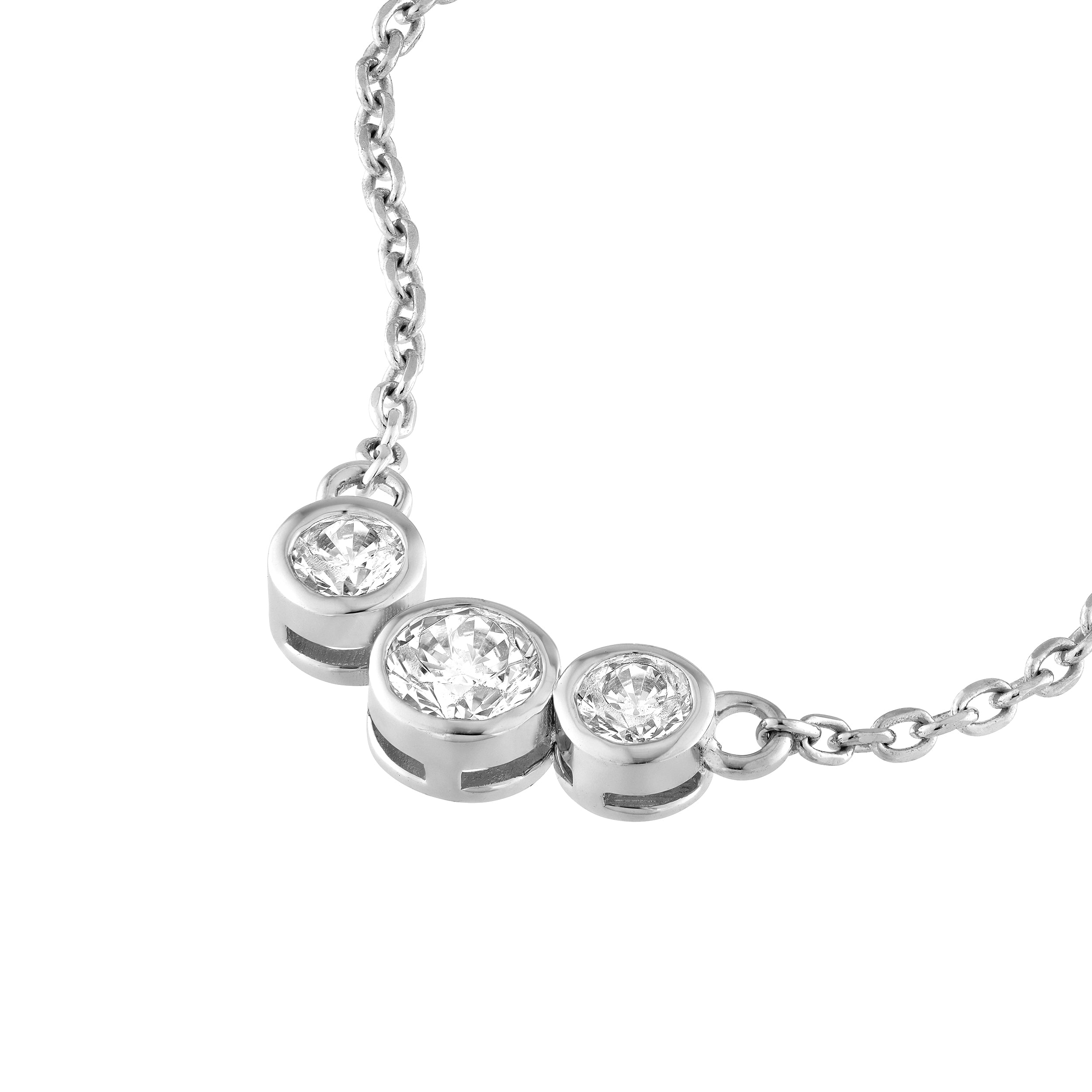 14K Gold Bezel Set 3 Stone Graduated Necklace Birmingham Jewelry Necklace Birmingham Jewelry 