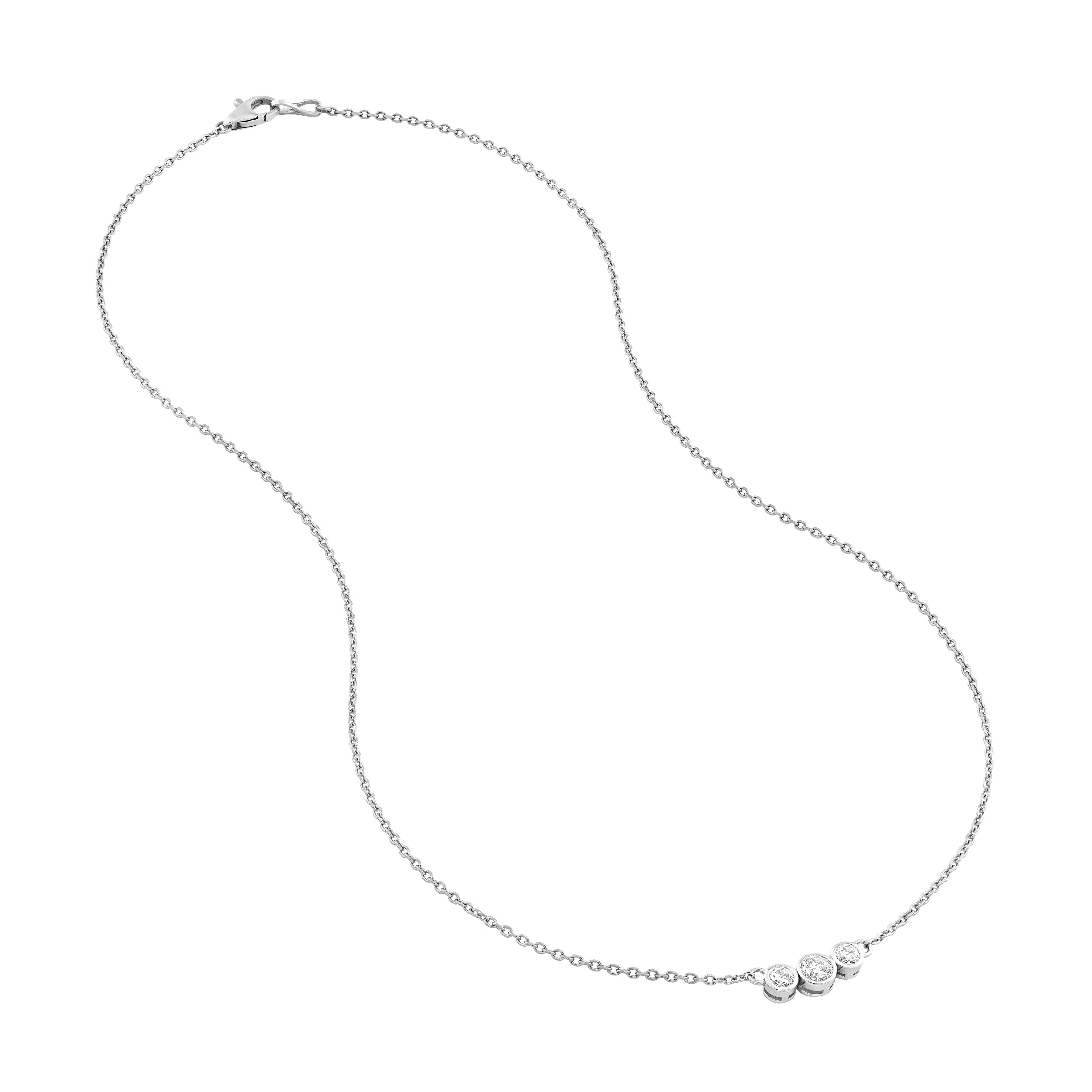 14K Gold Bezel Set 3 Stone Graduated Necklace Birmingham Jewelry Necklace Birmingham Jewelry 