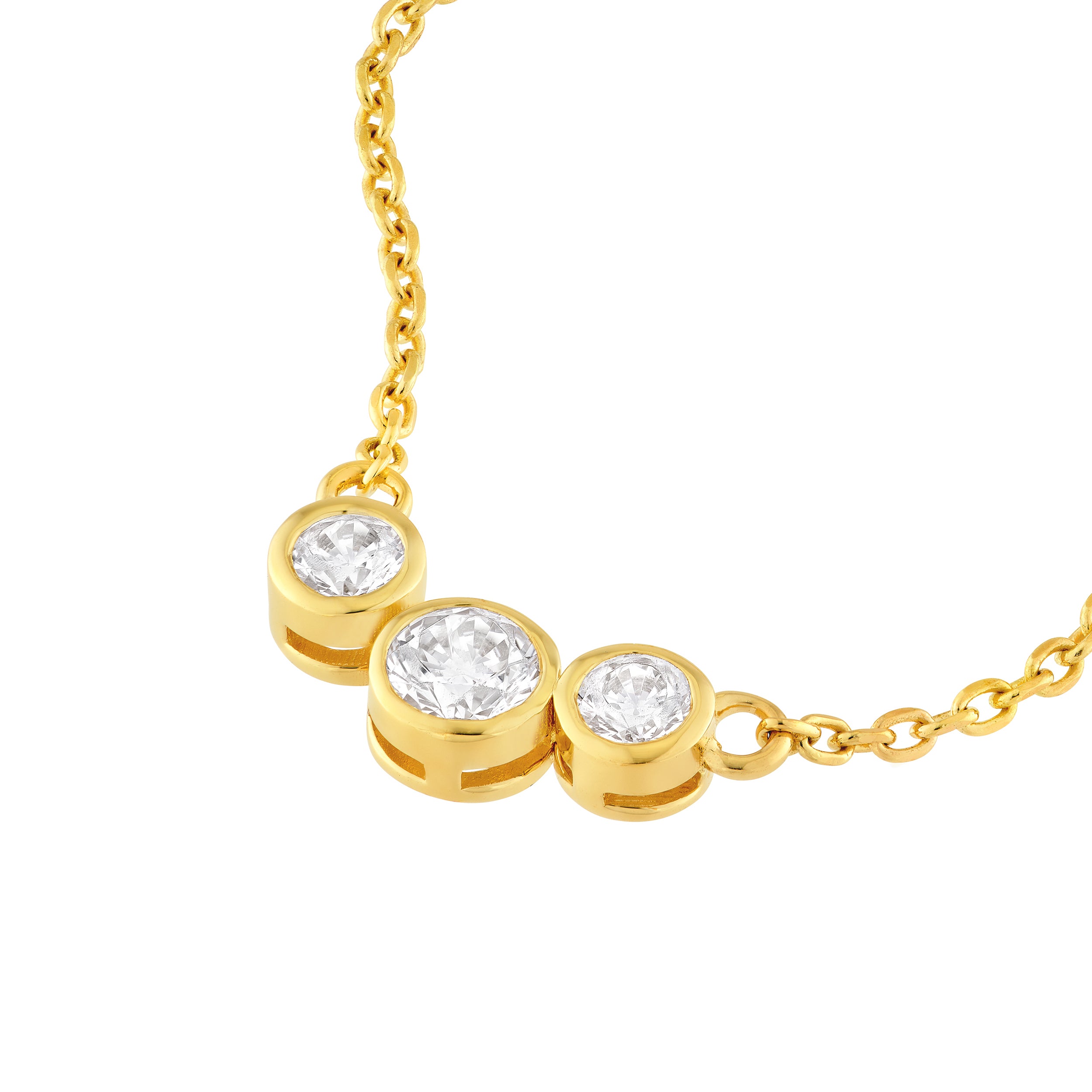 14K Gold Bezel Set 3 Stone Graduated Necklace Birmingham Jewelry Necklace Birmingham Jewelry 