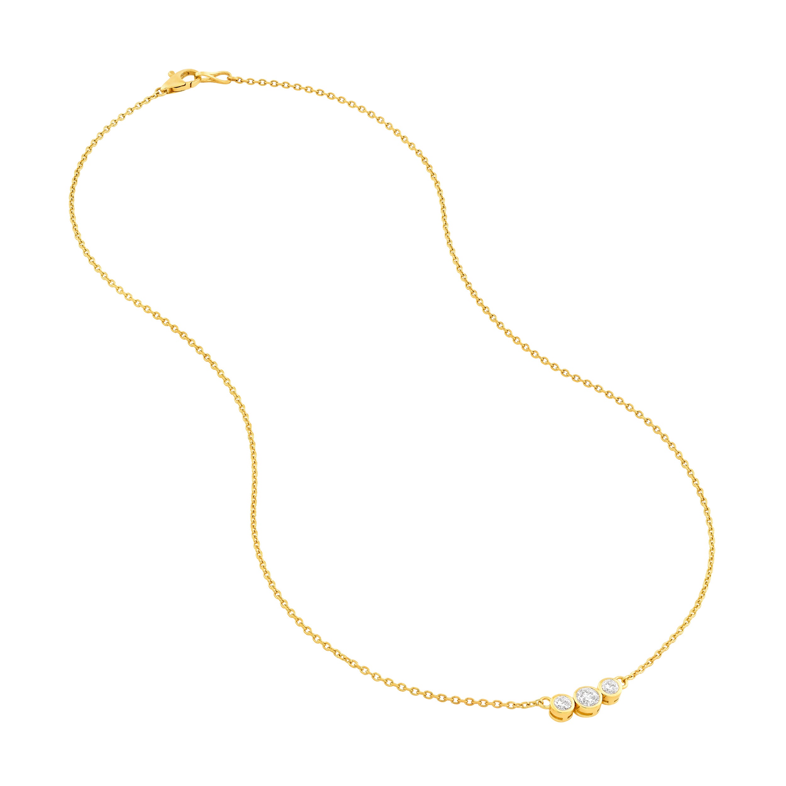 14K Gold Bezel Set 3 Stone Graduated Necklace Birmingham Jewelry Necklace Birmingham Jewelry 