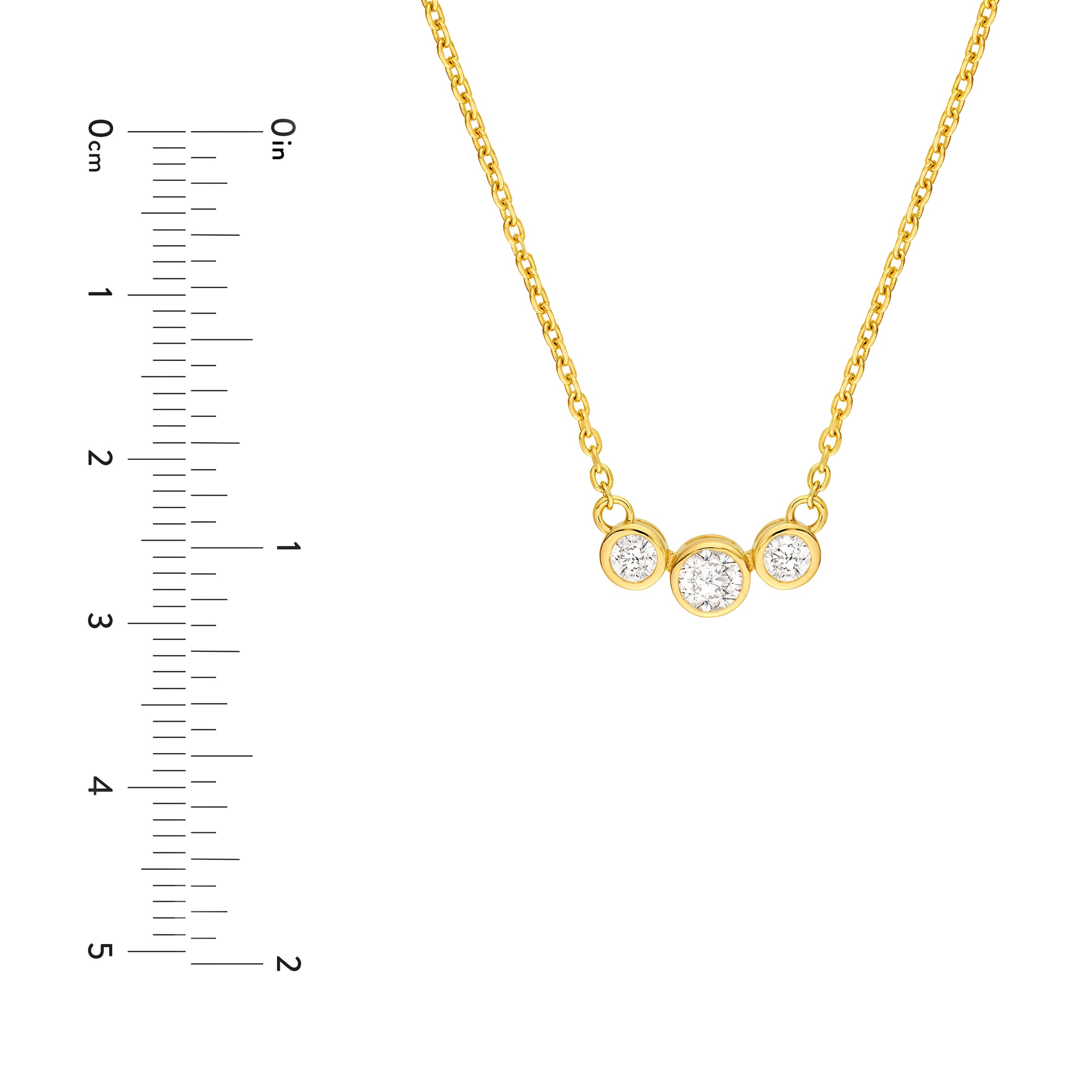 14K Gold Bezel Set 3 Stone Graduated Necklace Birmingham Jewelry Necklace Birmingham Jewelry 