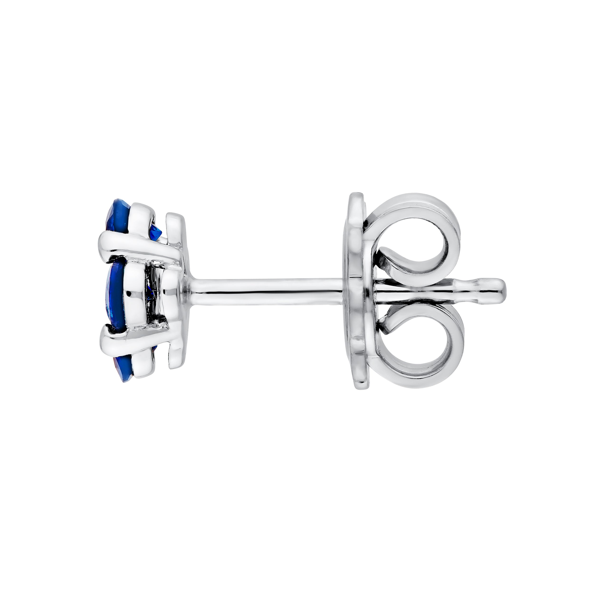 14K White Gold 2.50mm Sapphire Flower Stud Earrings Birmingham Jewelry Earrings Birmingham Jewelry 