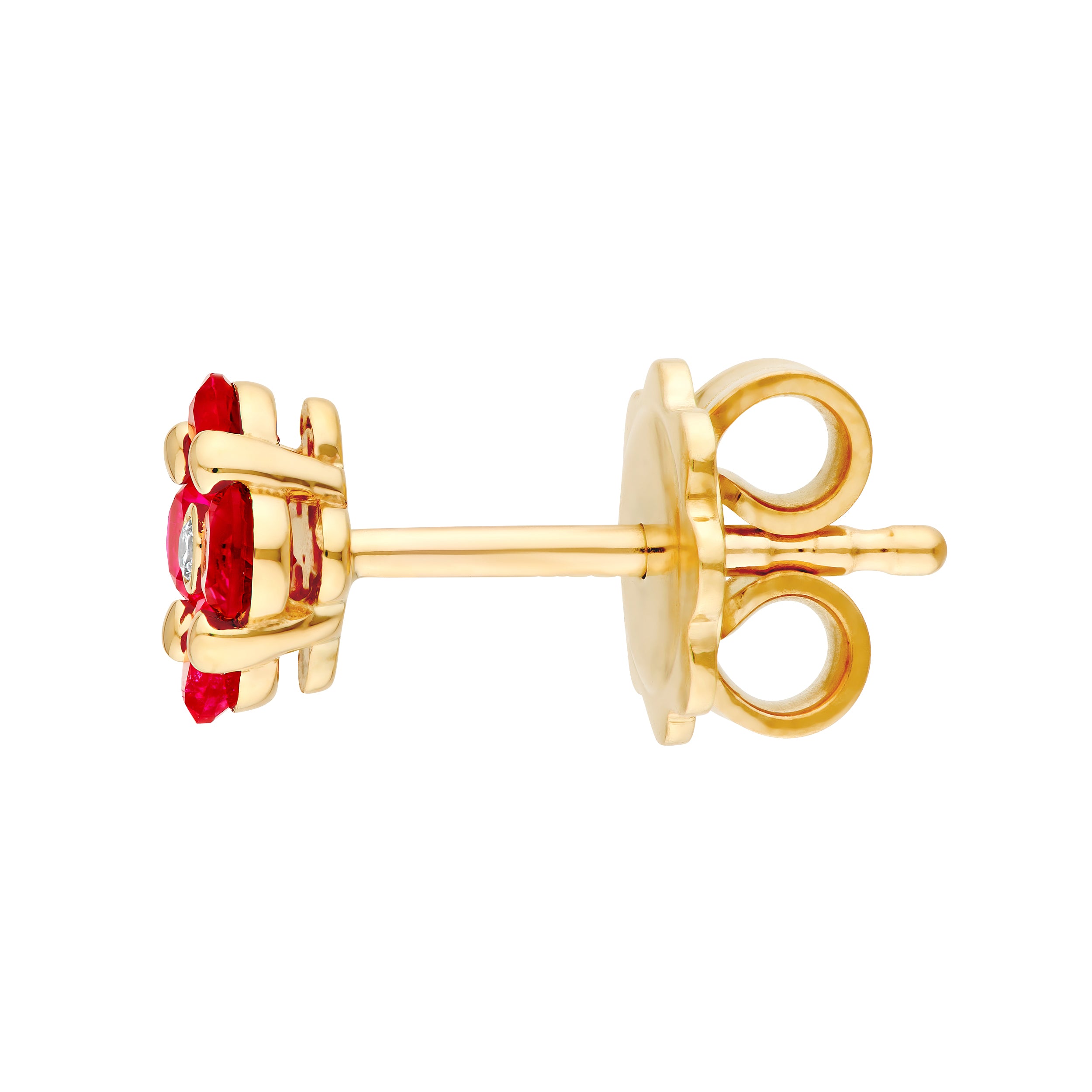 14K Yellow Gold 2.50mm Ruby Flower Stud Earrings Birmingham Jewelry Earrings Birmingham Jewelry 