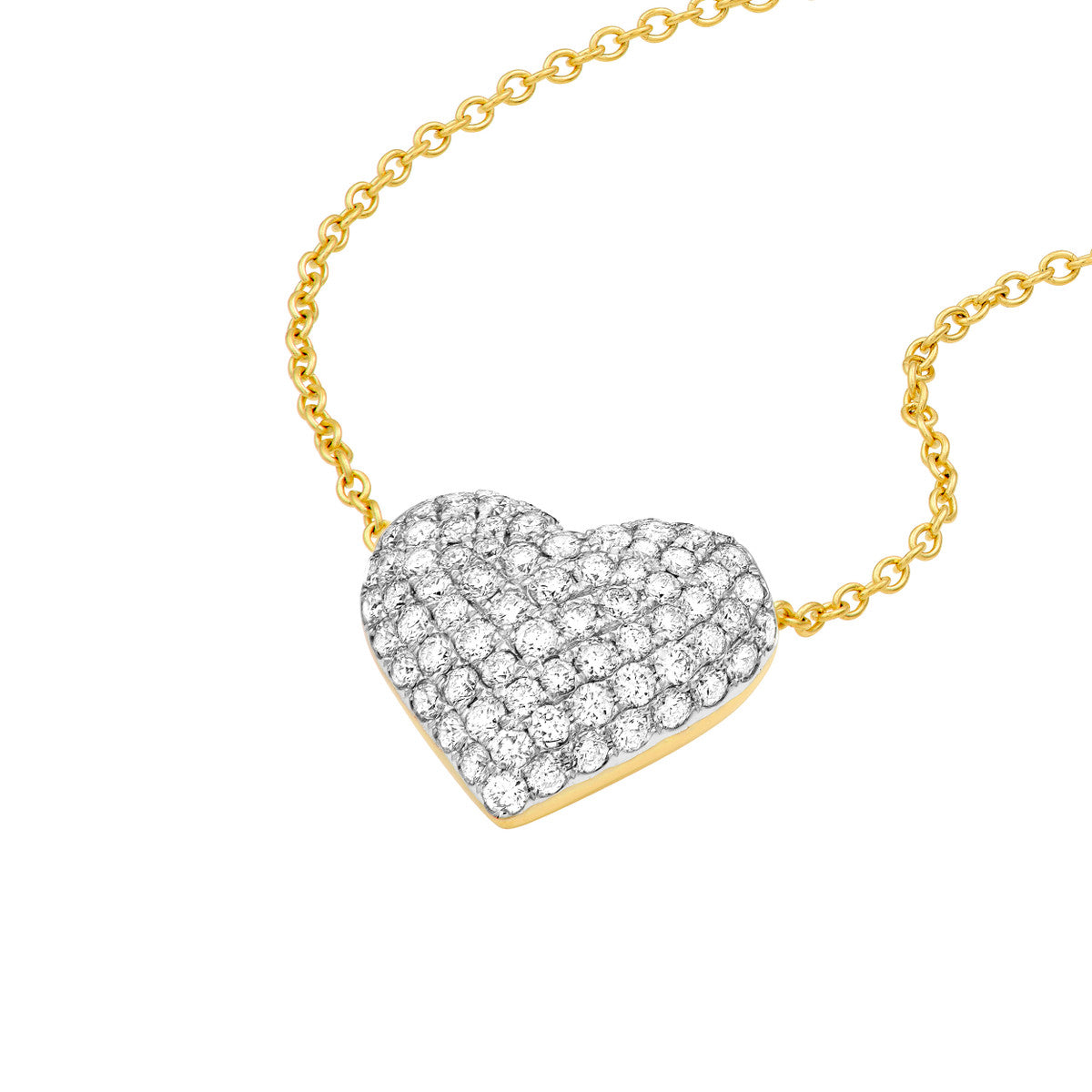 14K Two Tone Gold Diamond Pave Heart Necklace (0.5tcw)