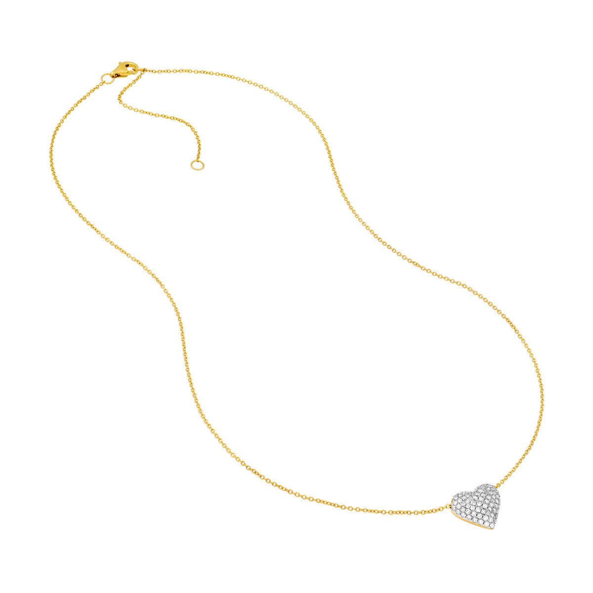 14K Two Tone Gold Diamond Pave Heart Necklace (0.5tcw)
