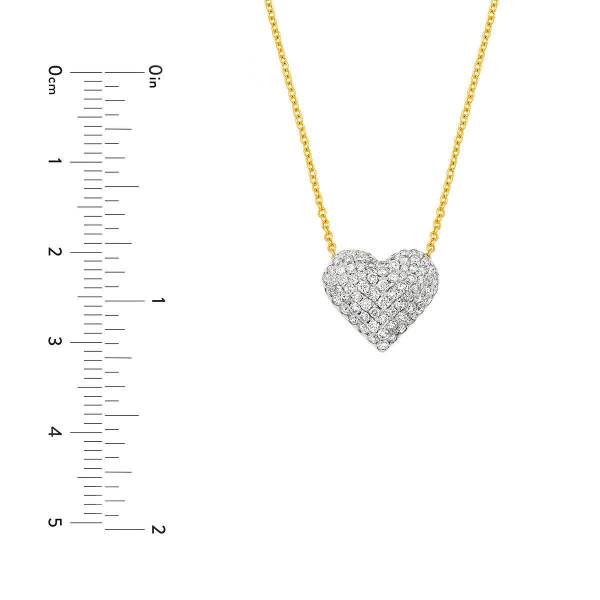 14K Two Tone Gold Diamond Pave Heart Necklace (0.5tcw)
