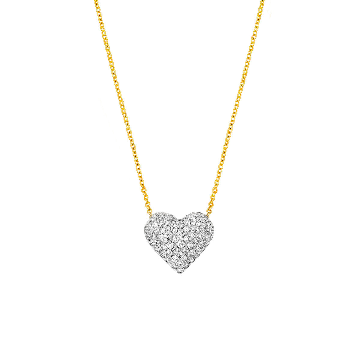 14K Two Tone Gold Diamond Pave Heart Necklace (0.5tcw)