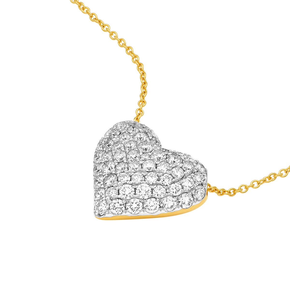 14K Two Tone Gold Diamond Pave Heart Necklace (1.00tcw)