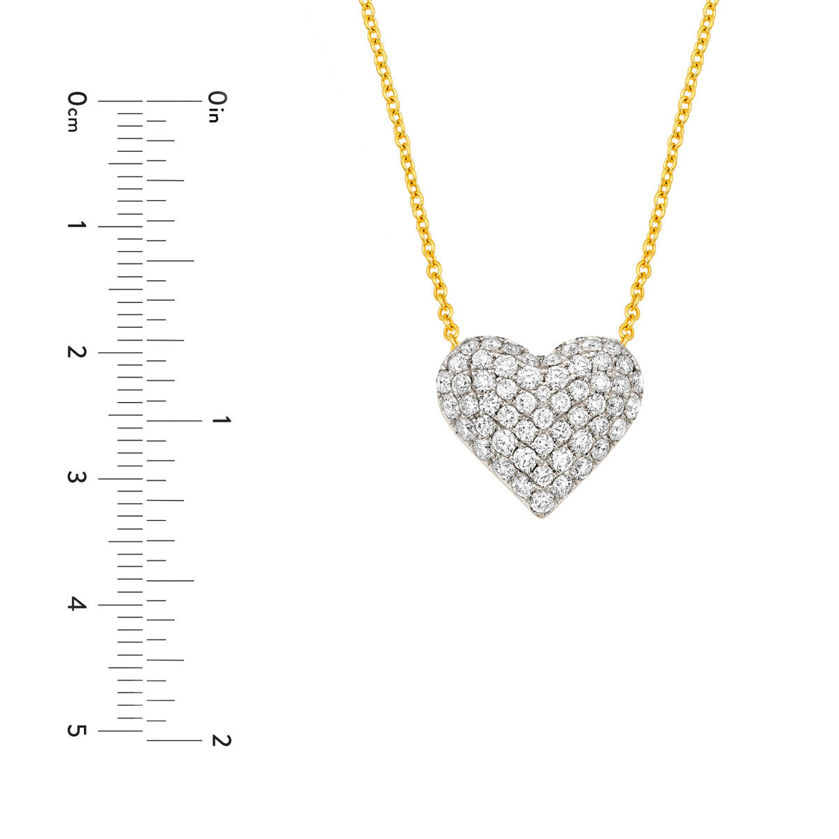 14K Two Tone Gold Diamond Pave Heart Necklace (1.00tcw)