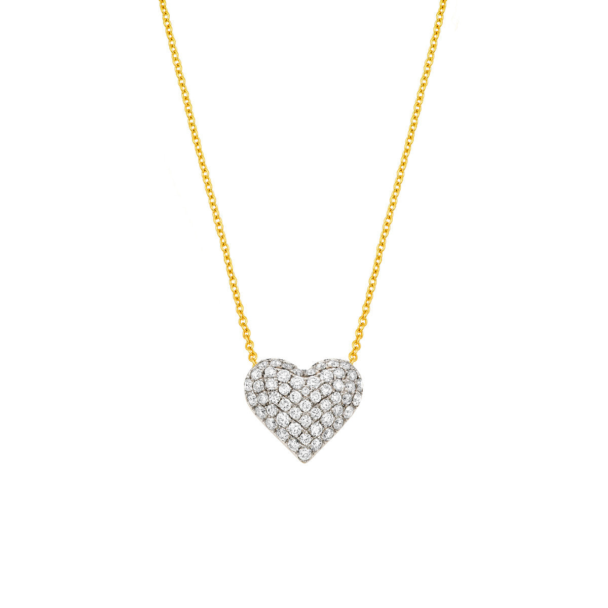 14K Two Tone Gold Diamond Pave Heart Necklace (1.00tcw)
