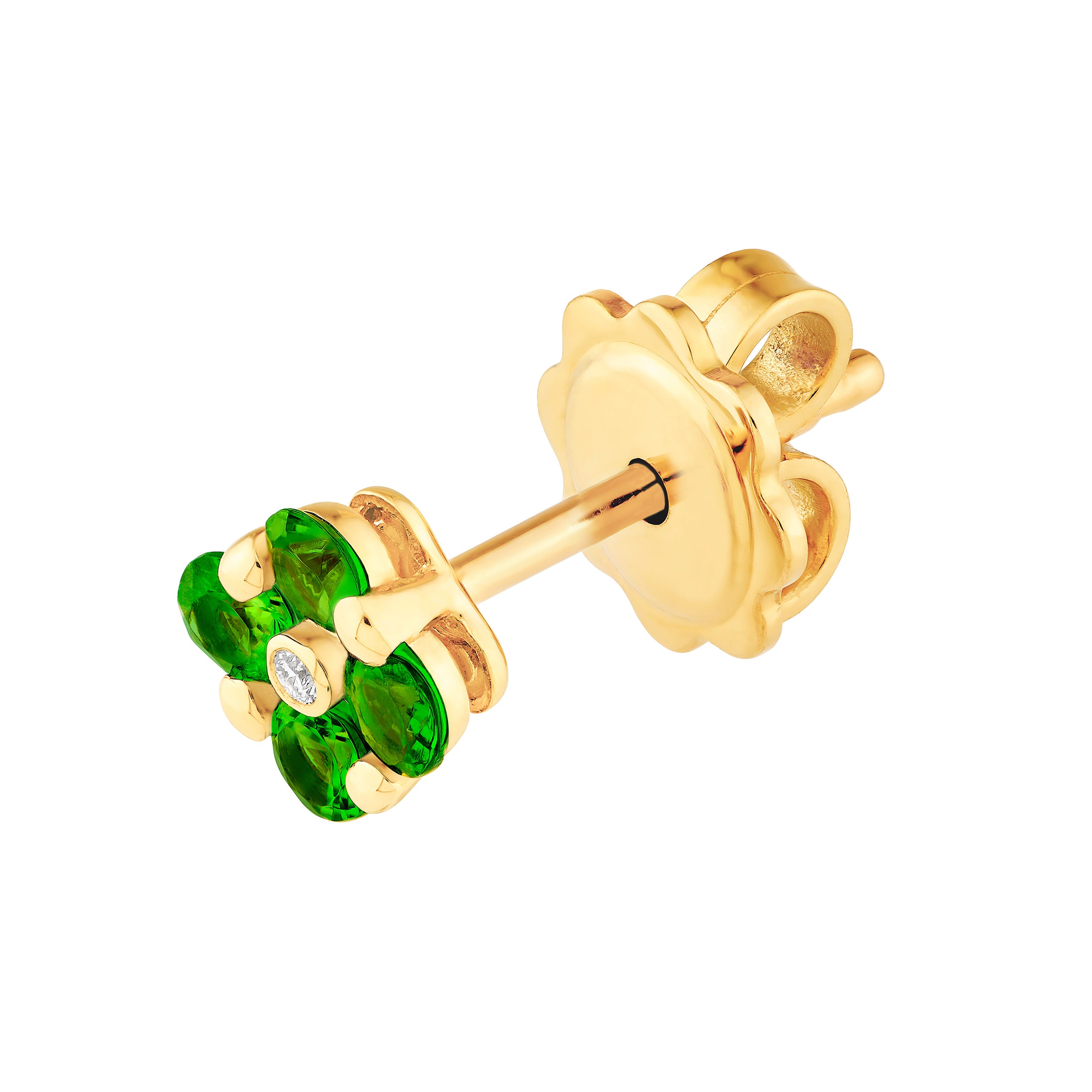 14K Yellow Gold 2.50mm Tsavorite Flower Stud Earrings Birmingham Jewelry Earrings Birmingham Jewelry 