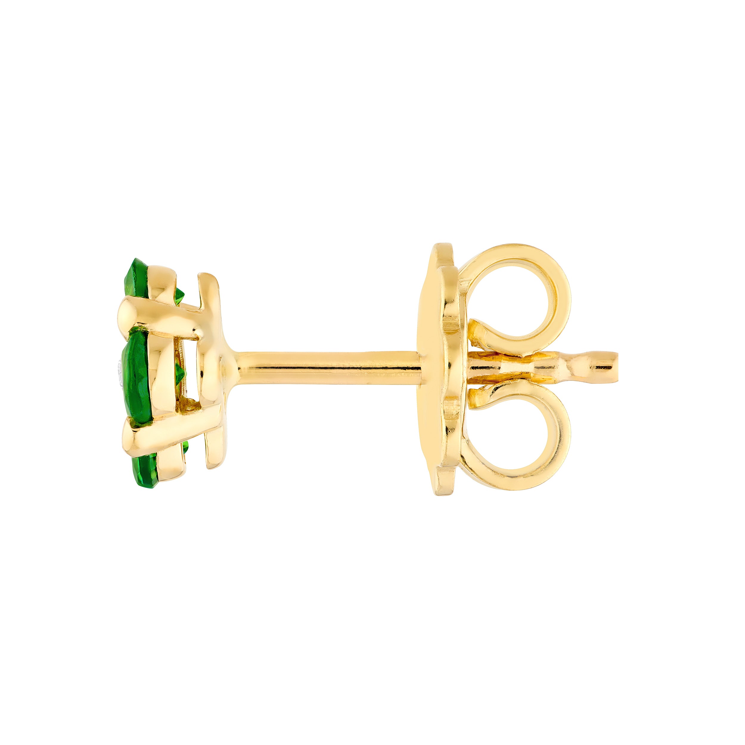 14K Yellow Gold 2.50mm Tsavorite Flower Stud Earrings Birmingham Jewelry Earrings Birmingham Jewelry 