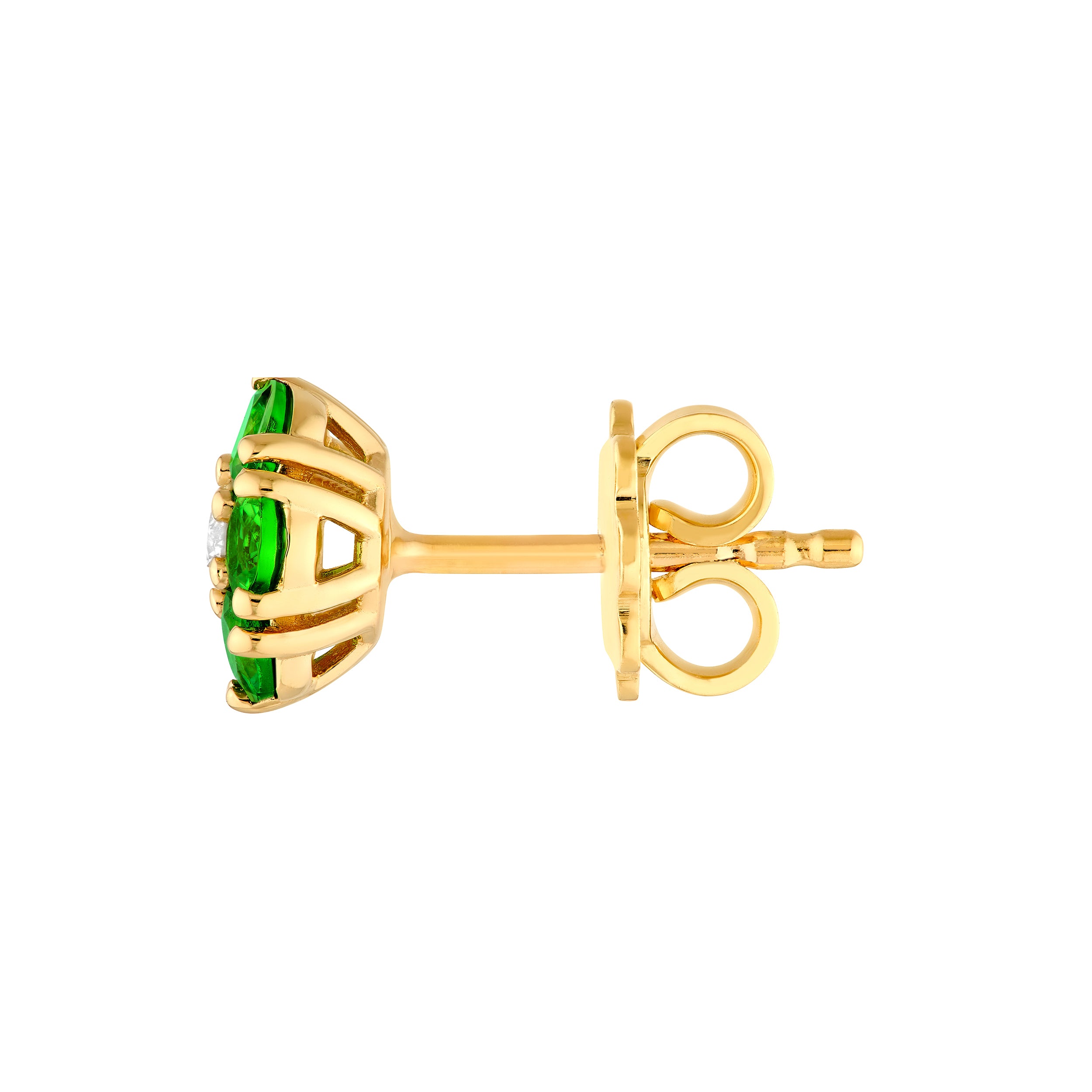 14K Yellow Gold 2.60mm Tsavorite & Diamond Cluster Stud Earrings Birmingham Jewelry Earrings Birmingham Jewelry 