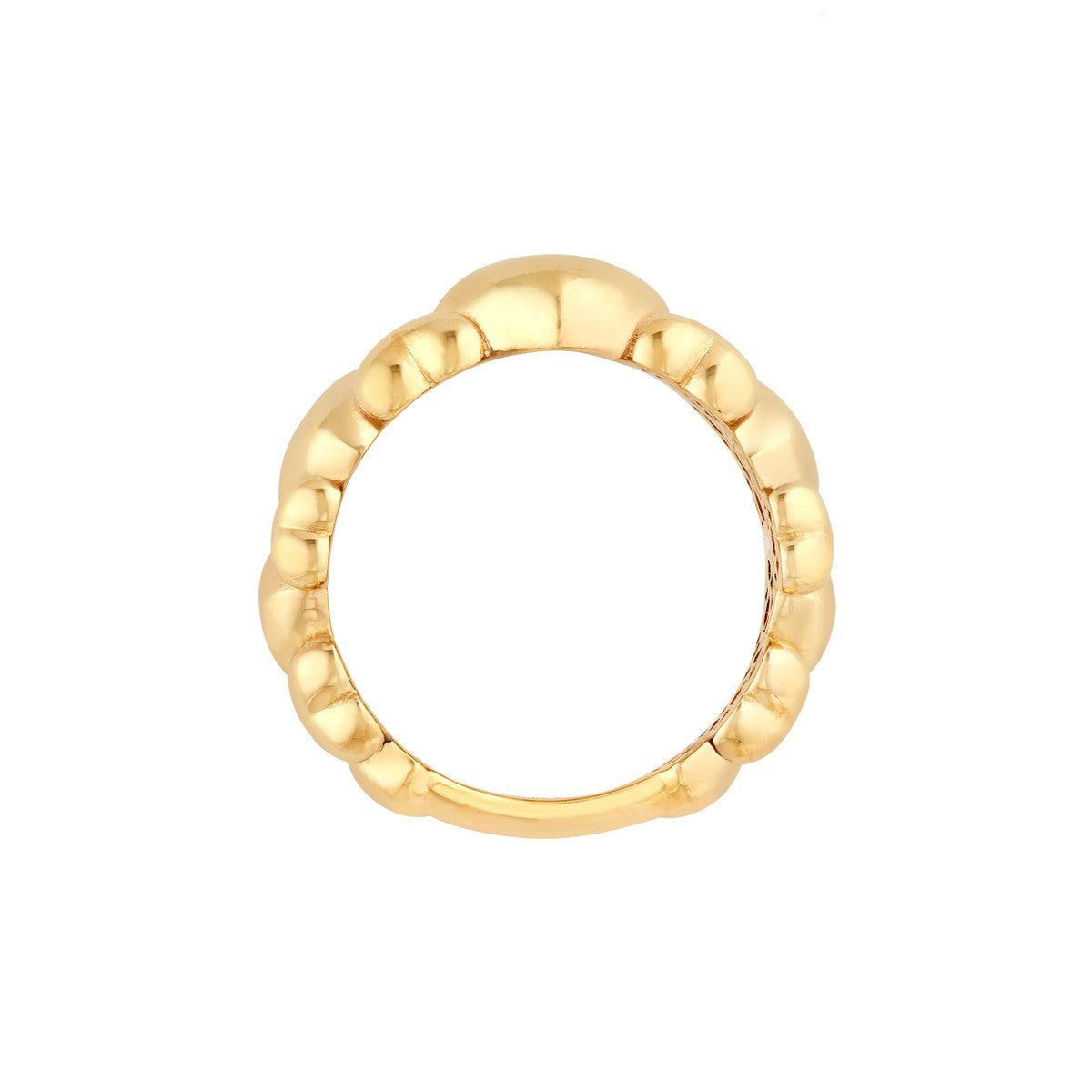 14K Yellow Gold Alternating Puffy Hearts Ring