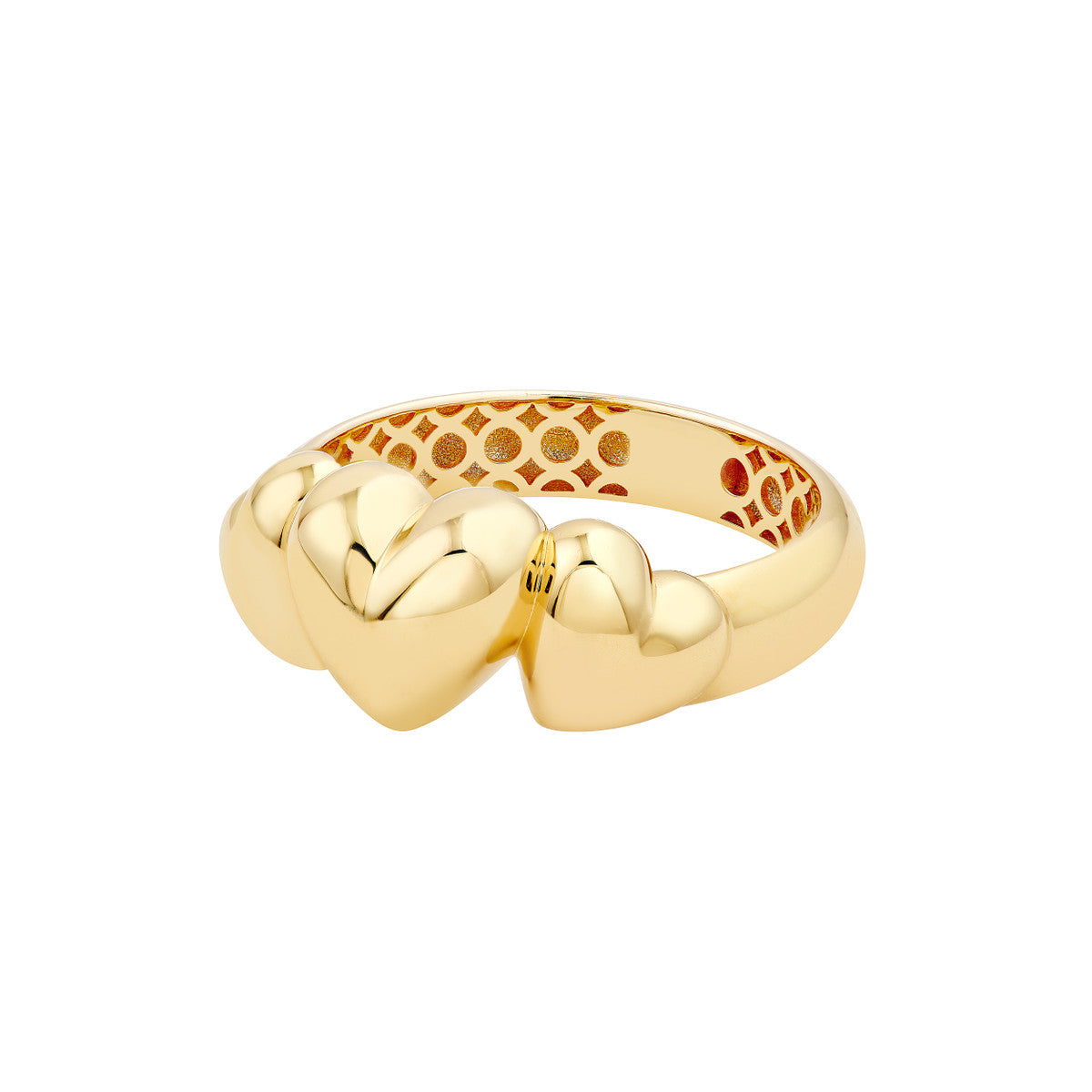 14K Yellow Gold Triple Hearts Ring