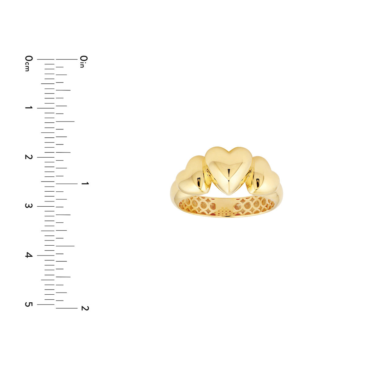 14K Yellow Gold Triple Hearts Ring