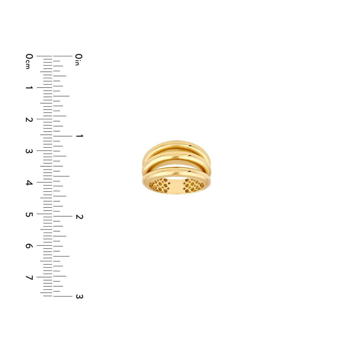 14K Yellow Gold 3 Row Cuff Ring