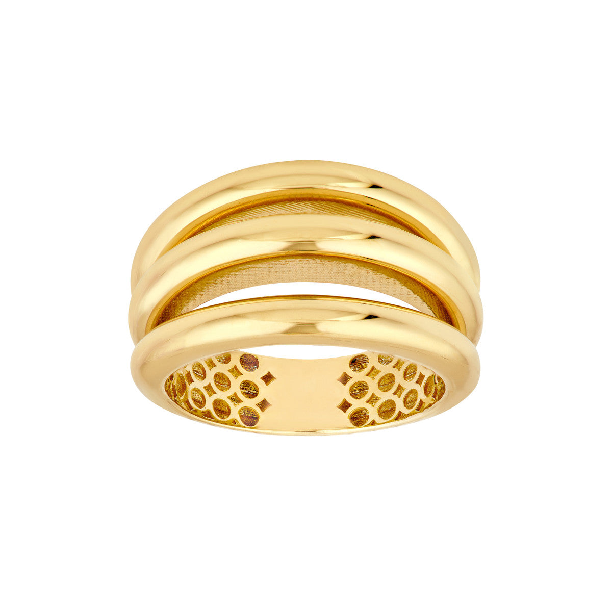 14K Yellow Gold 3 Row Cuff Ring