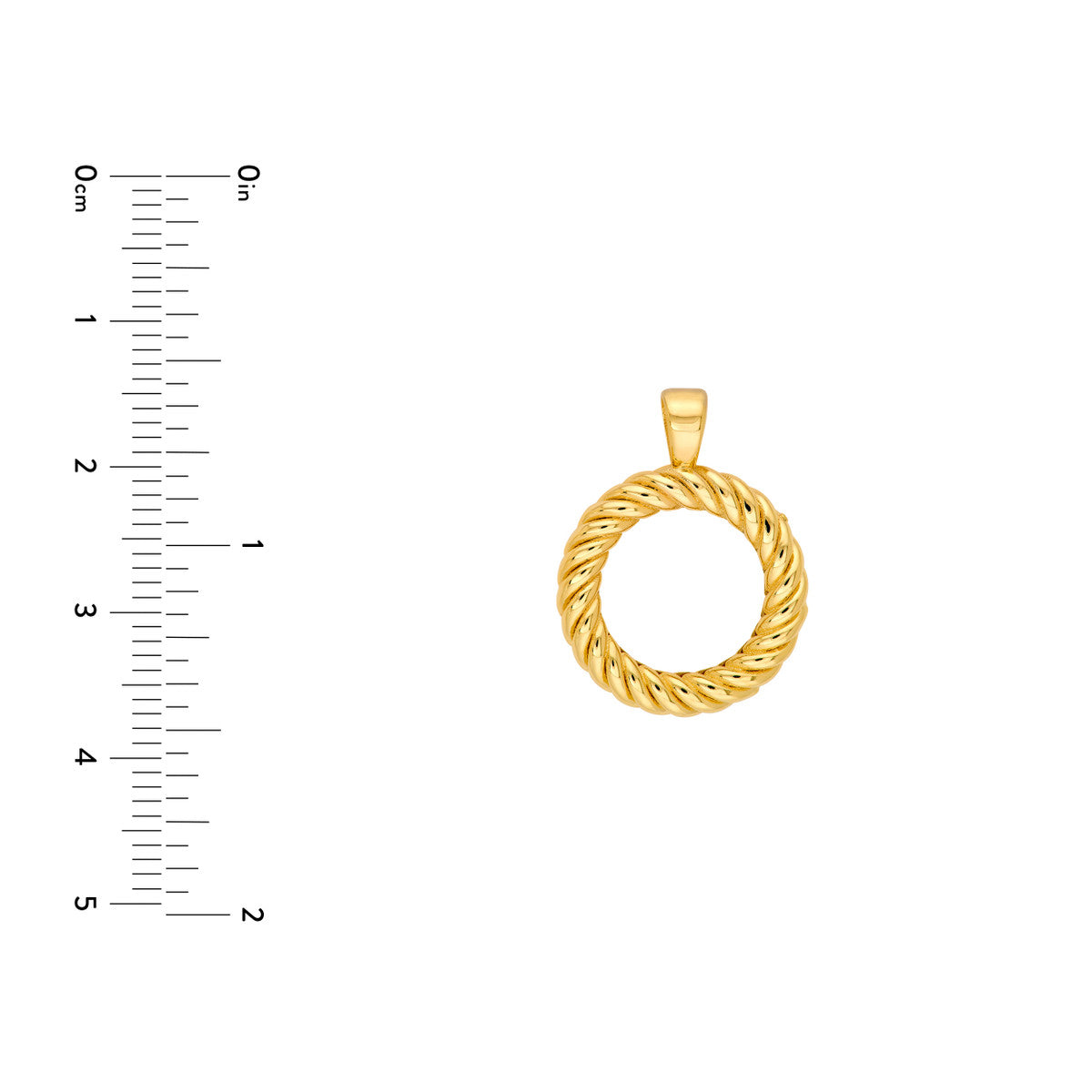 14K Yellow Gold Twisted Rope Open Circle Pendant