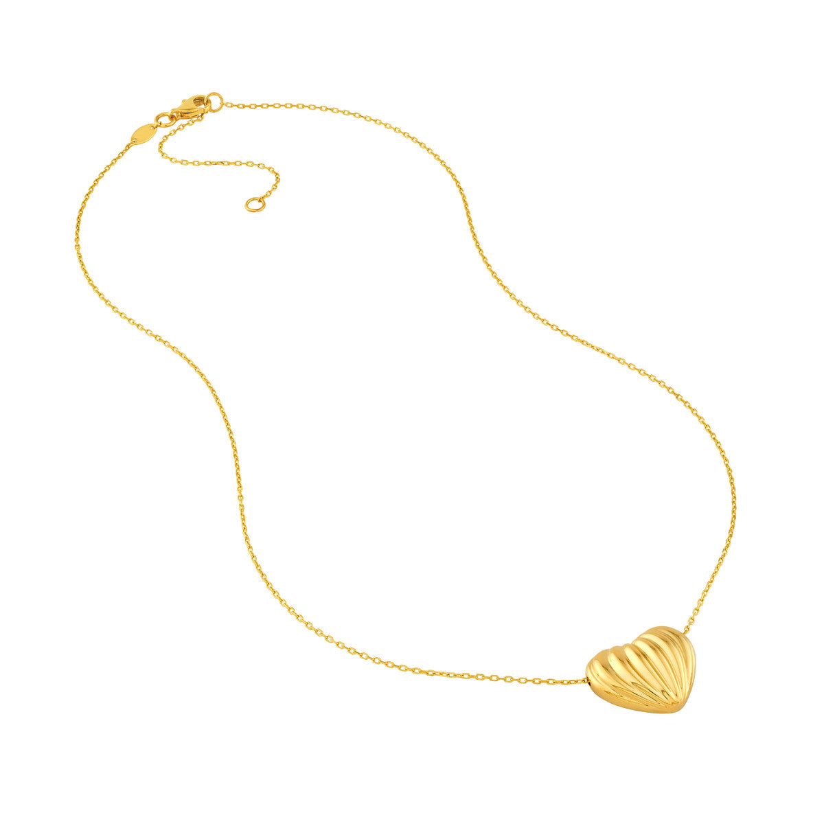 14K Yellow Gold Fluted Heart Pendant Necklace Birmingham Jewelry Necklace Birmingham Jewelry 