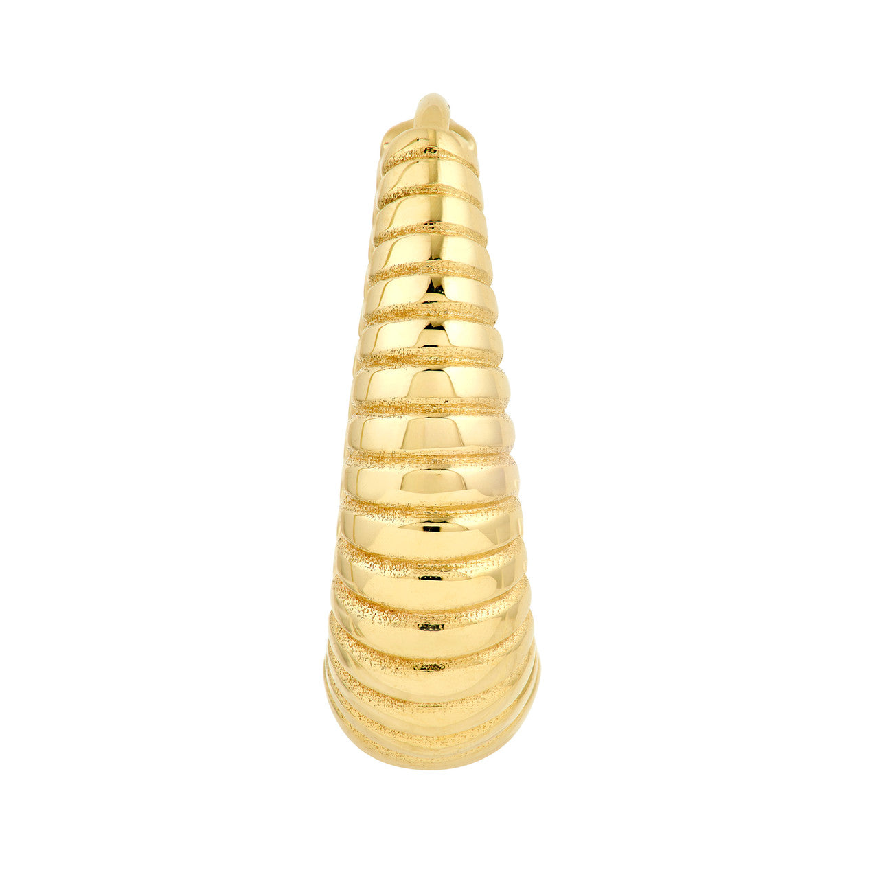 14K Yellow Gold Graduated Shrimp Oval Hoop Earrings
