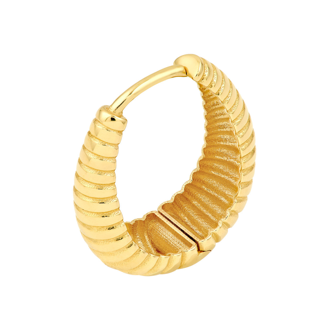 14K Yellow Gold Graduated Shrimp Oval Hoop Earrings