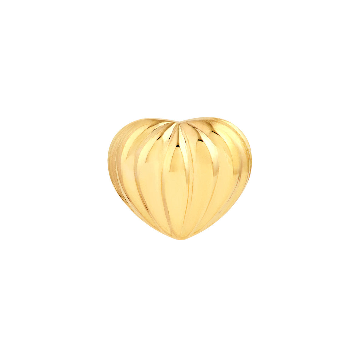 14K Yellow Gold Fluted Heart Small Stud Earrings