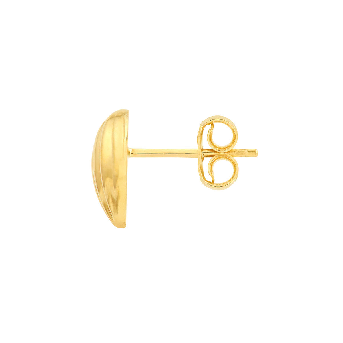 14K Yellow Gold Fluted Heart Small Stud Earrings