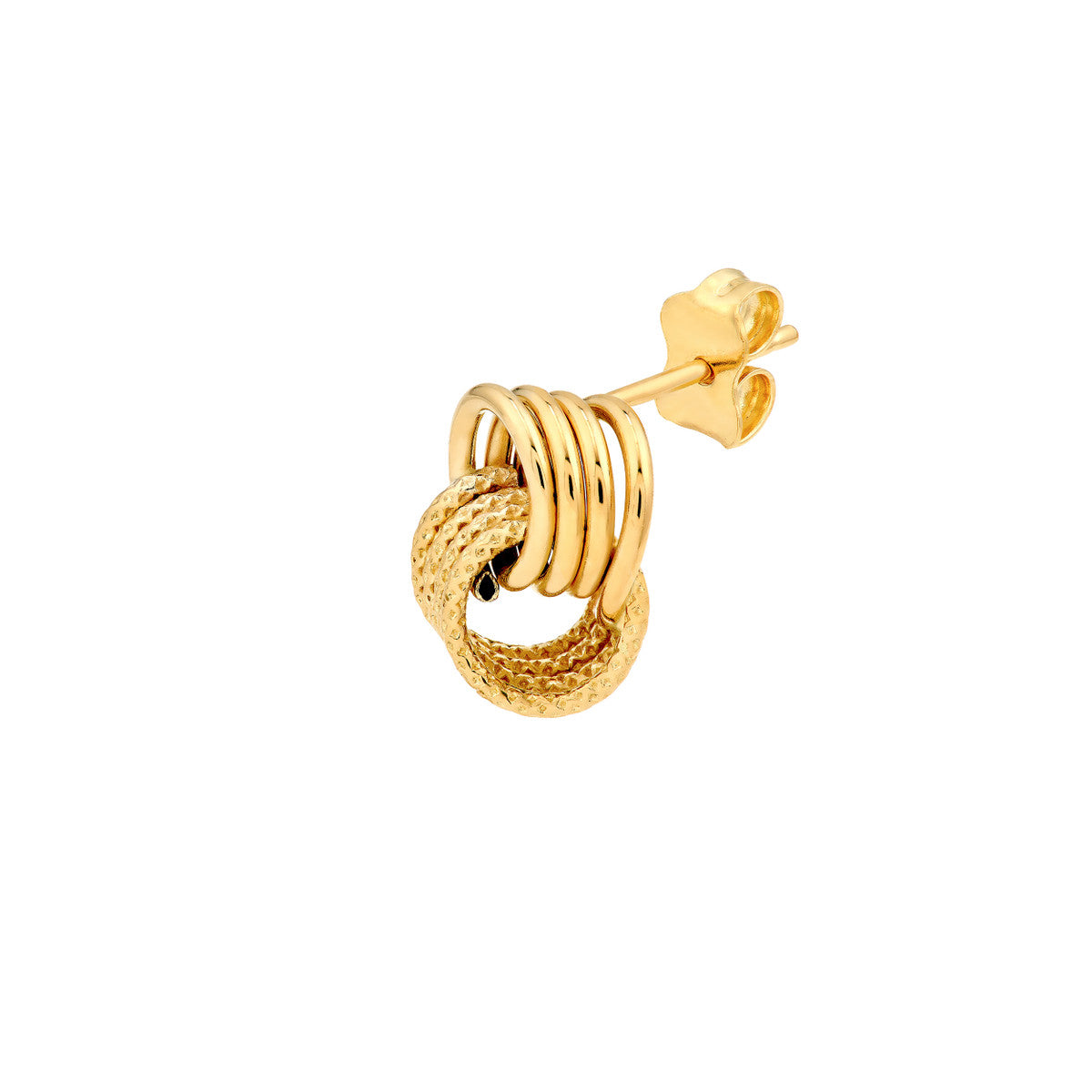 14K Yellow Gold Textured Polished Love Knot Stud Earrings