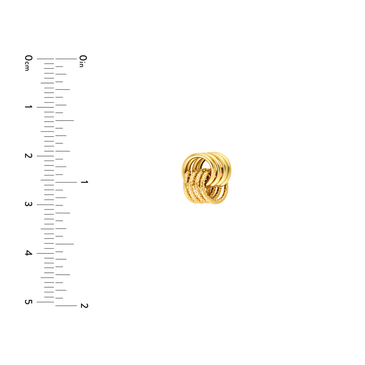 14K Yellow Gold Textured Polished Love Knot Stud Earrings