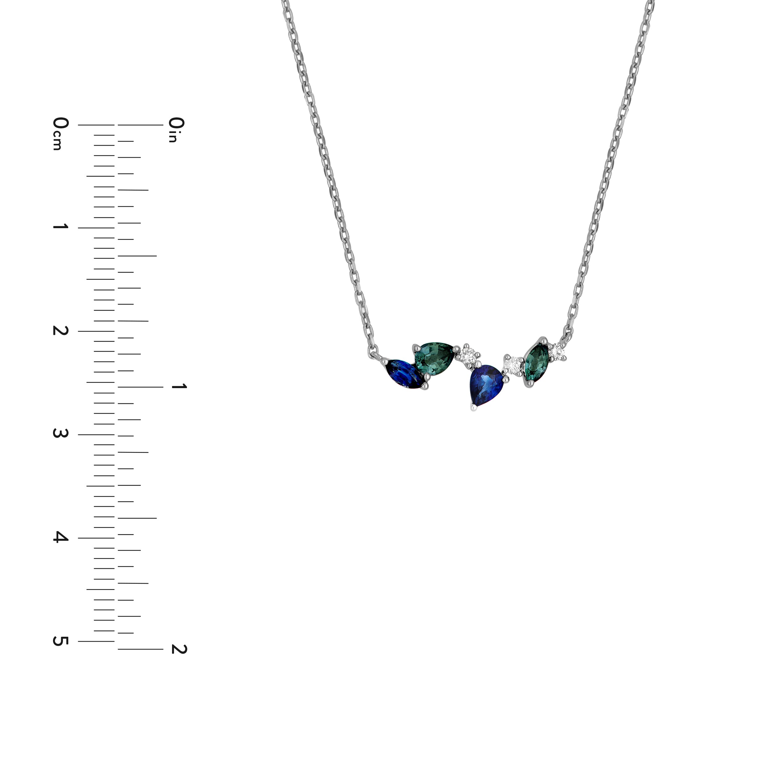 14K White Gold Petite Teal Sapphire and Blue Blossom Necklace Birmingham Jewelry Necklace Birmingham Jewelry 