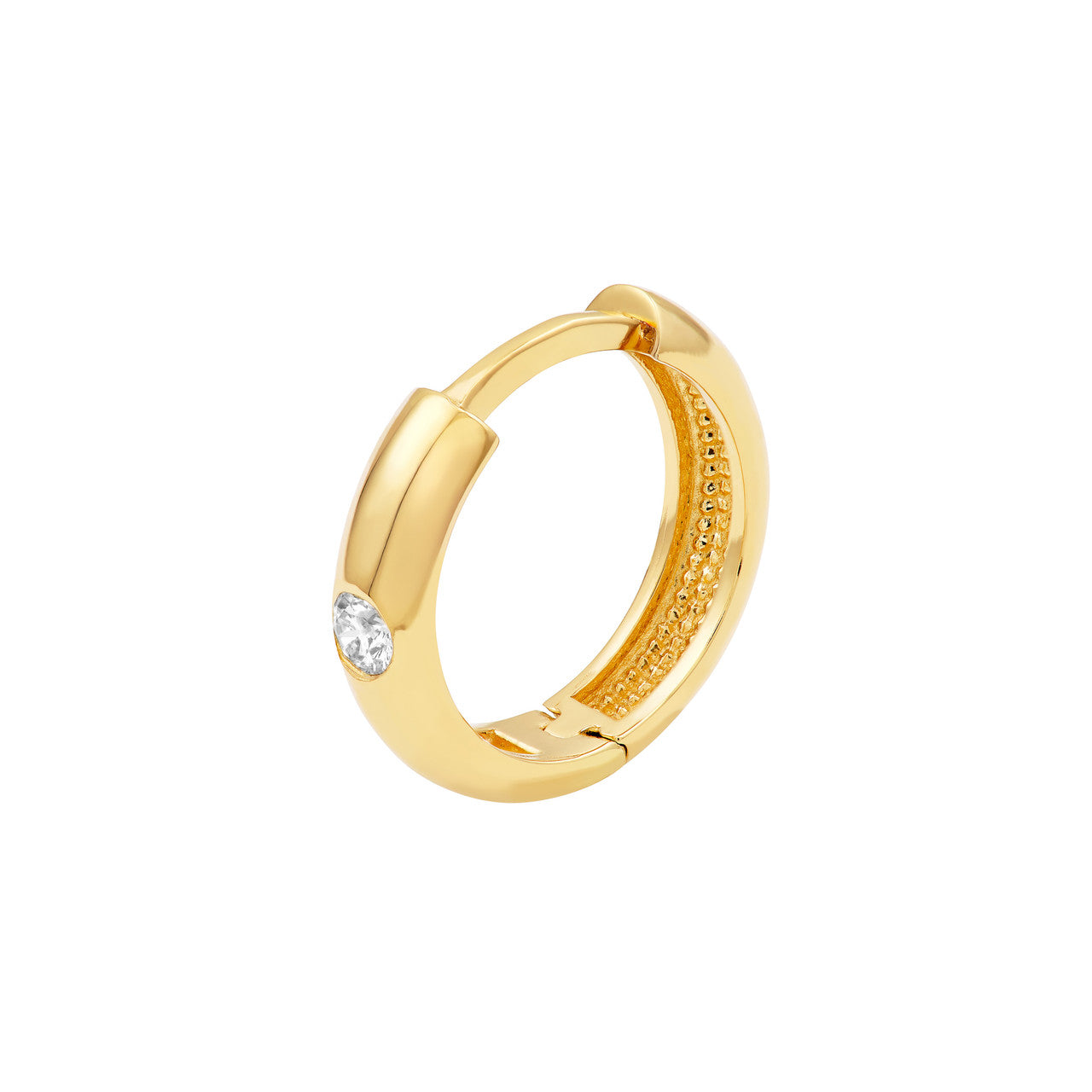 14K Yellow Gold 13.00mm Diamond Round Hoop Earrings