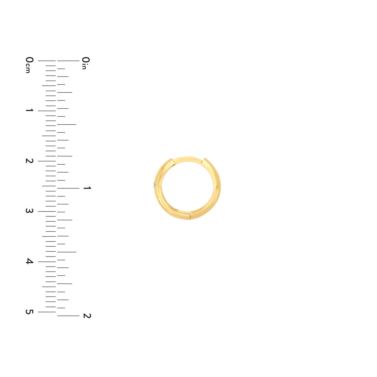 14K Yellow Gold 13.00mm Diamond Round Hoop Earrings