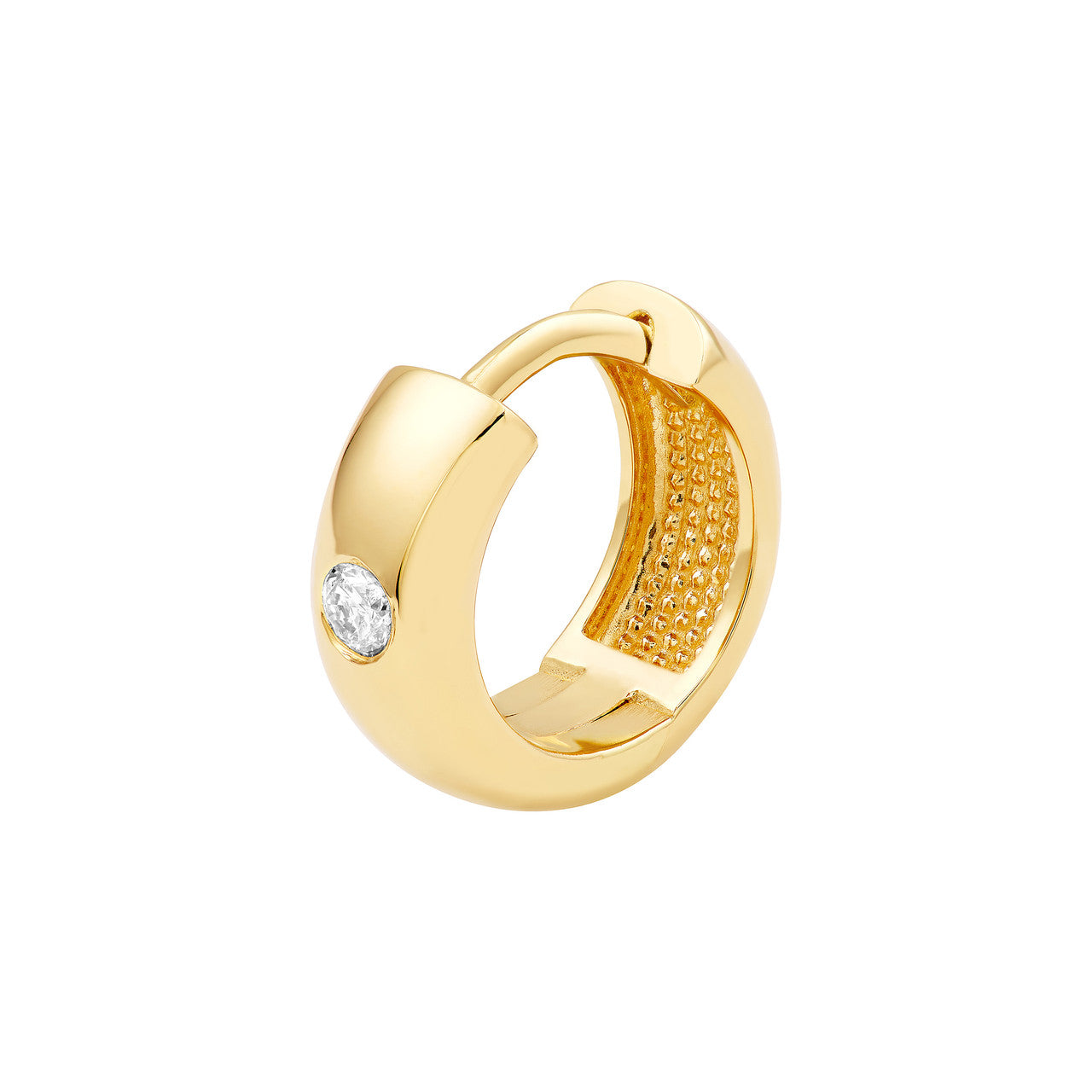 14K Yellow Gold 11.00mm Diamond Round Hoop Earrings