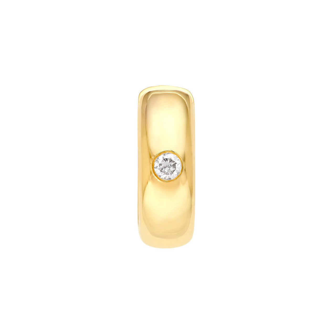 14K Yellow Gold 13.00mm x 4.00mm Diamond Round Hoop Earrings