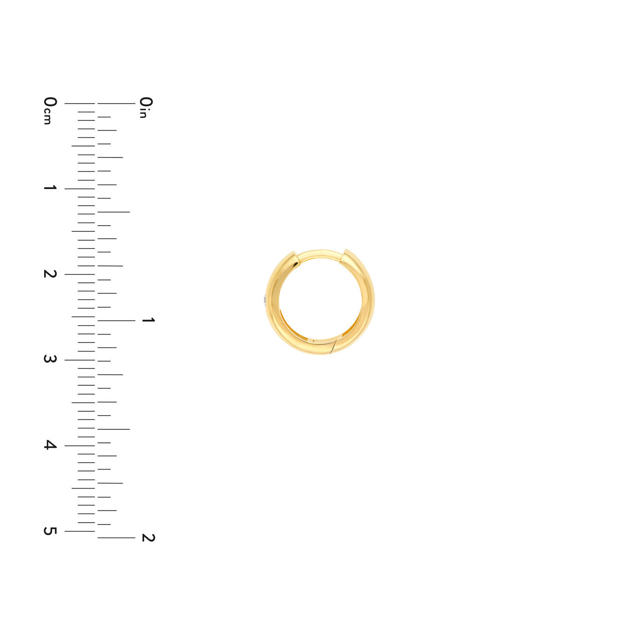 14K Yellow Gold 13.00mm x 4.00mm Diamond Round Hoop Earrings
