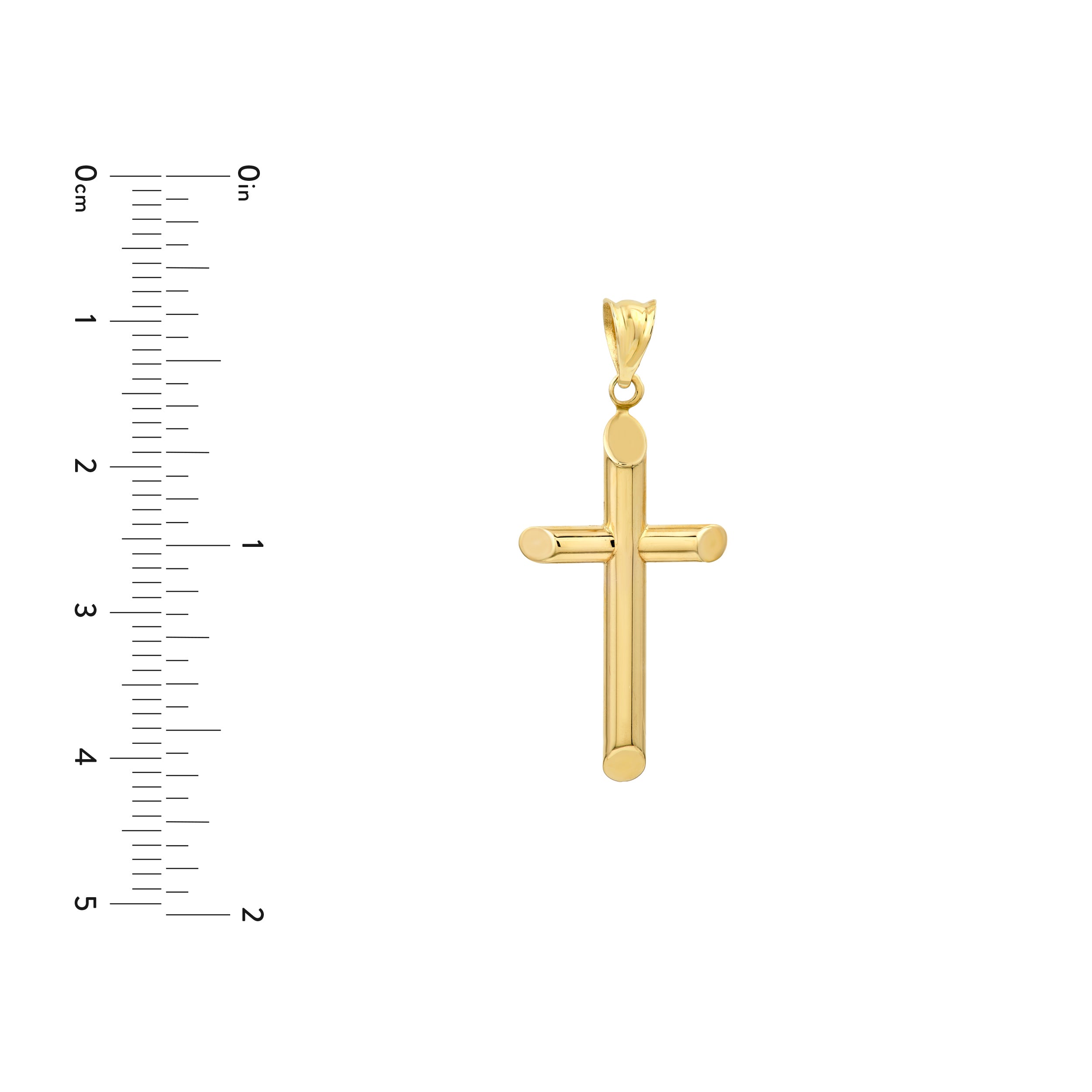 14K Yellow Gold Polished Angle End Cross Pendant Birmingham Jewelry Pendant Birmingham Jewelry 