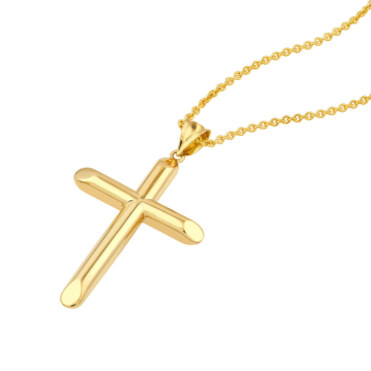 14K Yellow Gold Beveled Edge Cross Pendant Birmingham Jewelry Pendant Birmingham Jewelry 