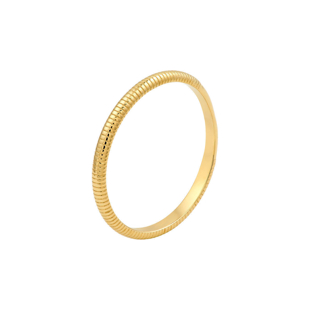 14K Yellow Gold Ribbed Band Ring