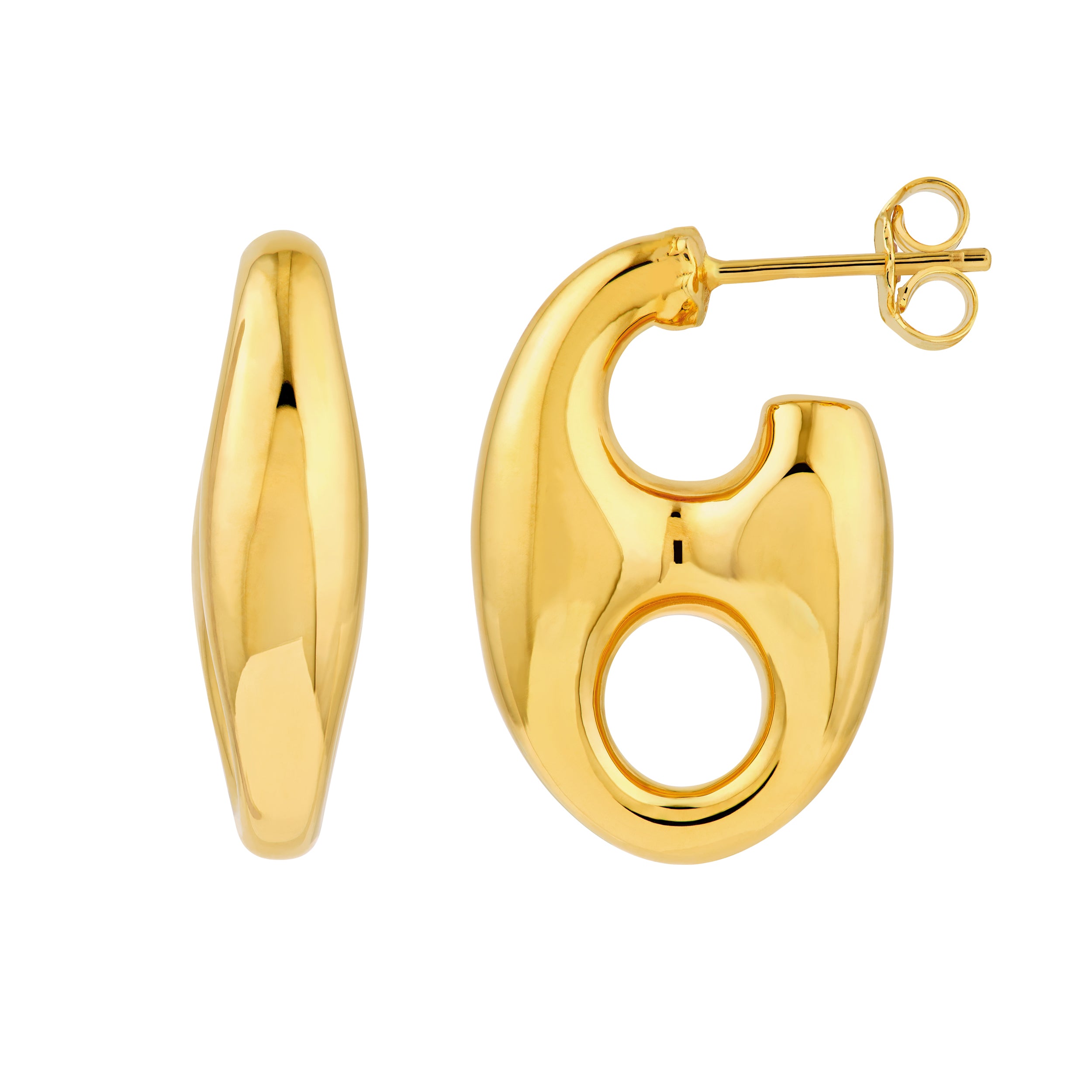 14K Yellow Gold Puff Mariner Earrings Birmingham Jewelry Earrings Birmingham Jewelry 