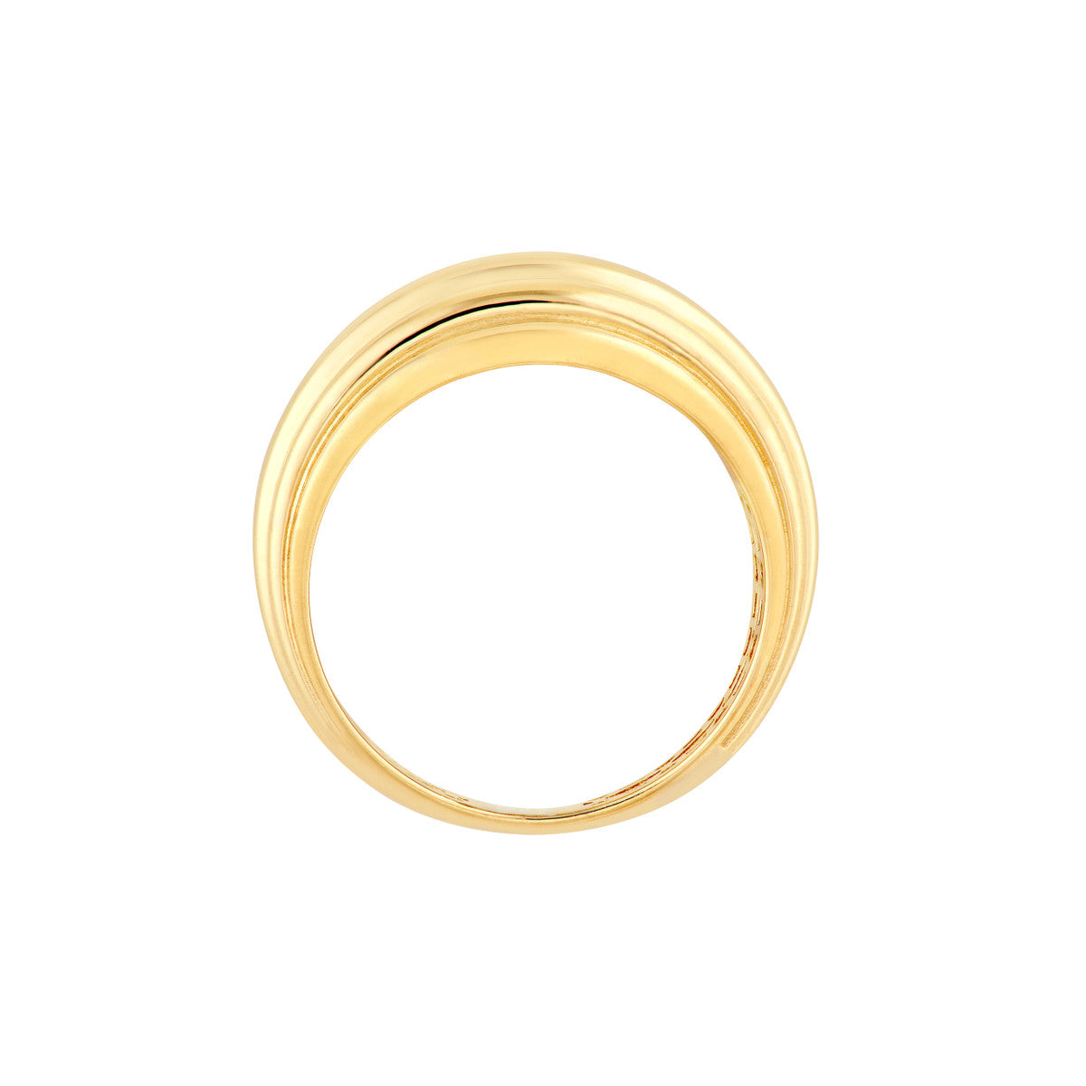 14K Yellow Gold Wide Stacked Ring