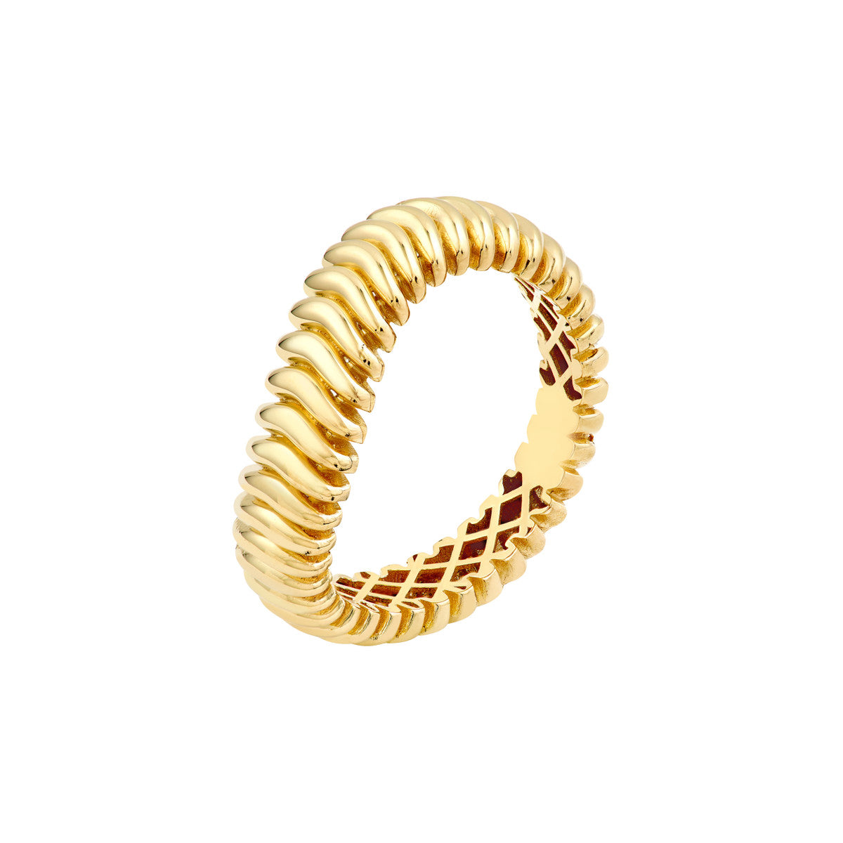 14K Yellow Gold Wavy Design Band Ring