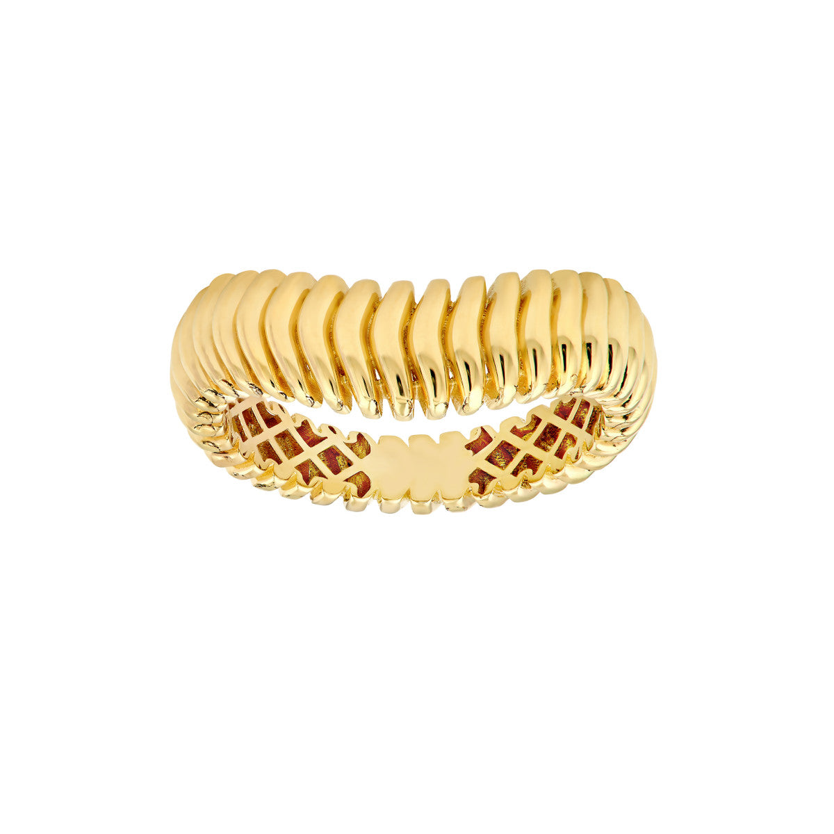14K Yellow Gold Wavy Design Band Ring