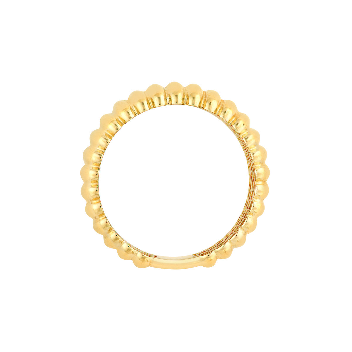 14K Yellow Gold Ribbed Wide Band Ring