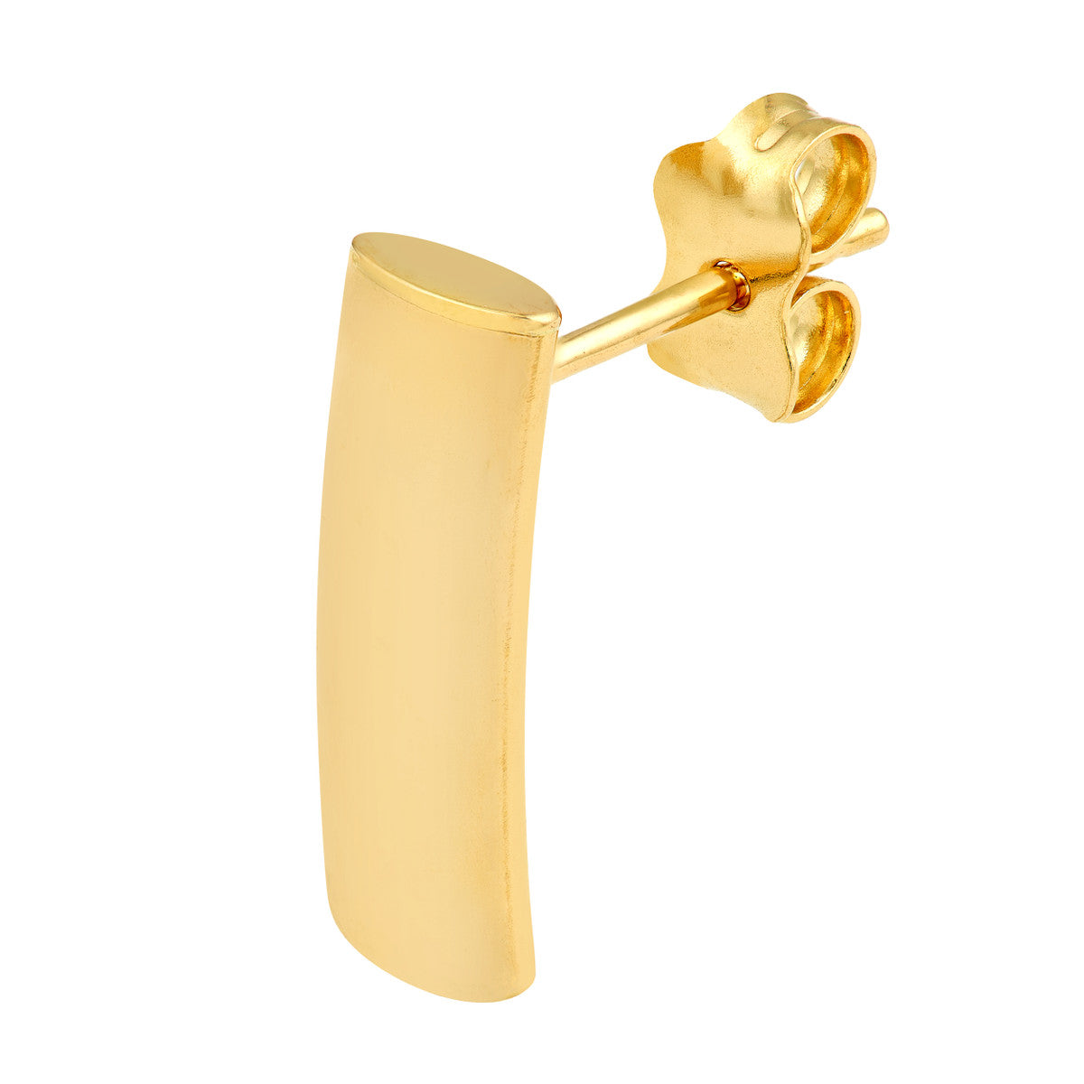 14K Yellow Gold Curved Bar Stud Earrings