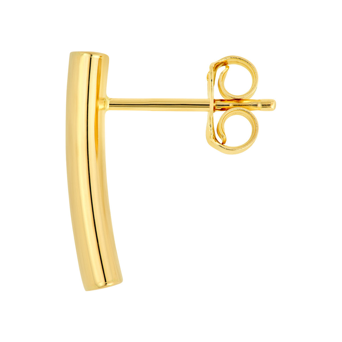 14K Yellow Gold Curved Bar Stud Earrings