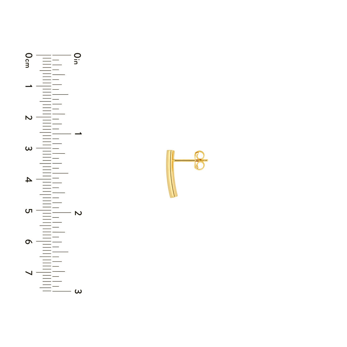 14K Yellow Gold Curved Bar Stud Earrings